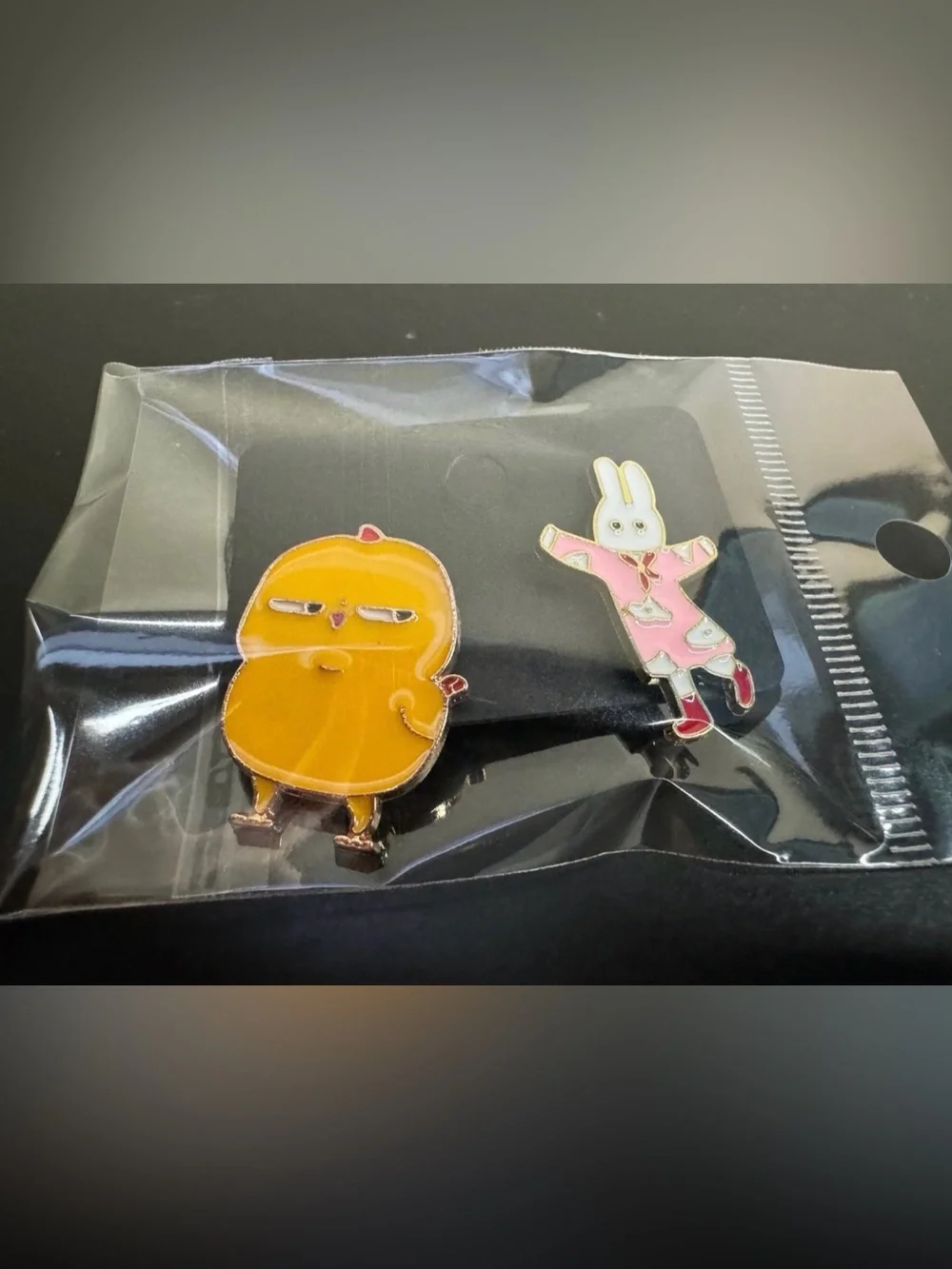 Chicken and Bunny Enamel Pin Pair Spring Easter Friends Attitude